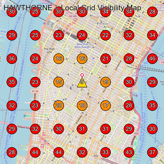 HAWTHORNE GeoGrid visibility map for Hair Salon in New York